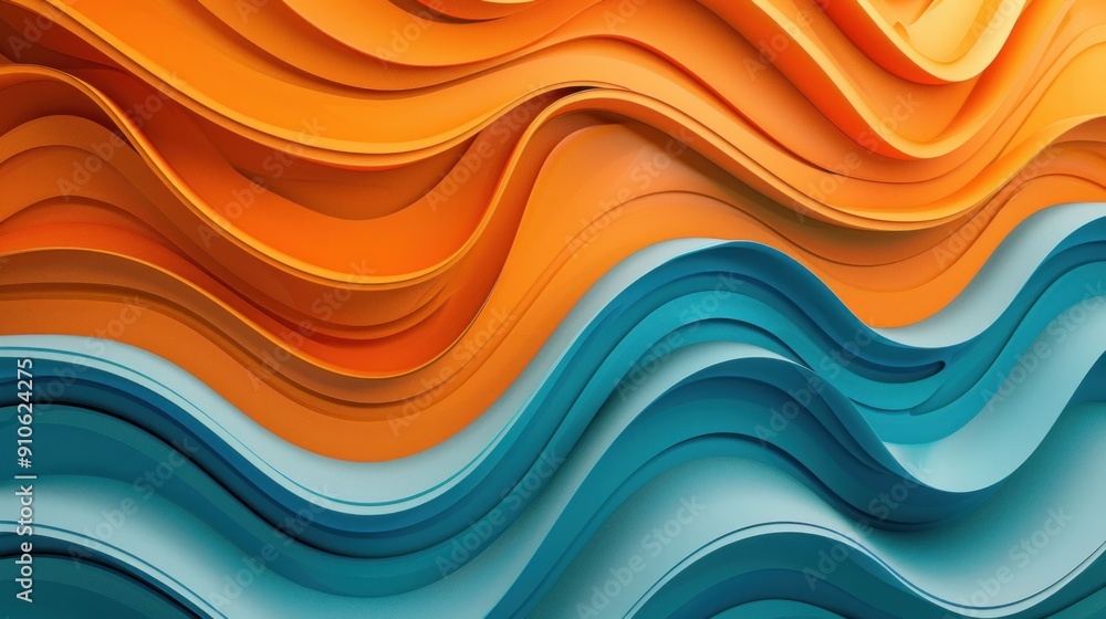 Abstract wavy pattern in orange, blue and white colors on background, creative design concept for art and fashion industry Abstract wavy pattern in orange, blue and white colors on background, creative design concept for art and fashion industry