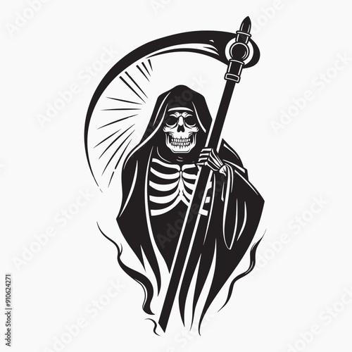 Grim Reaper holding scythe illustration