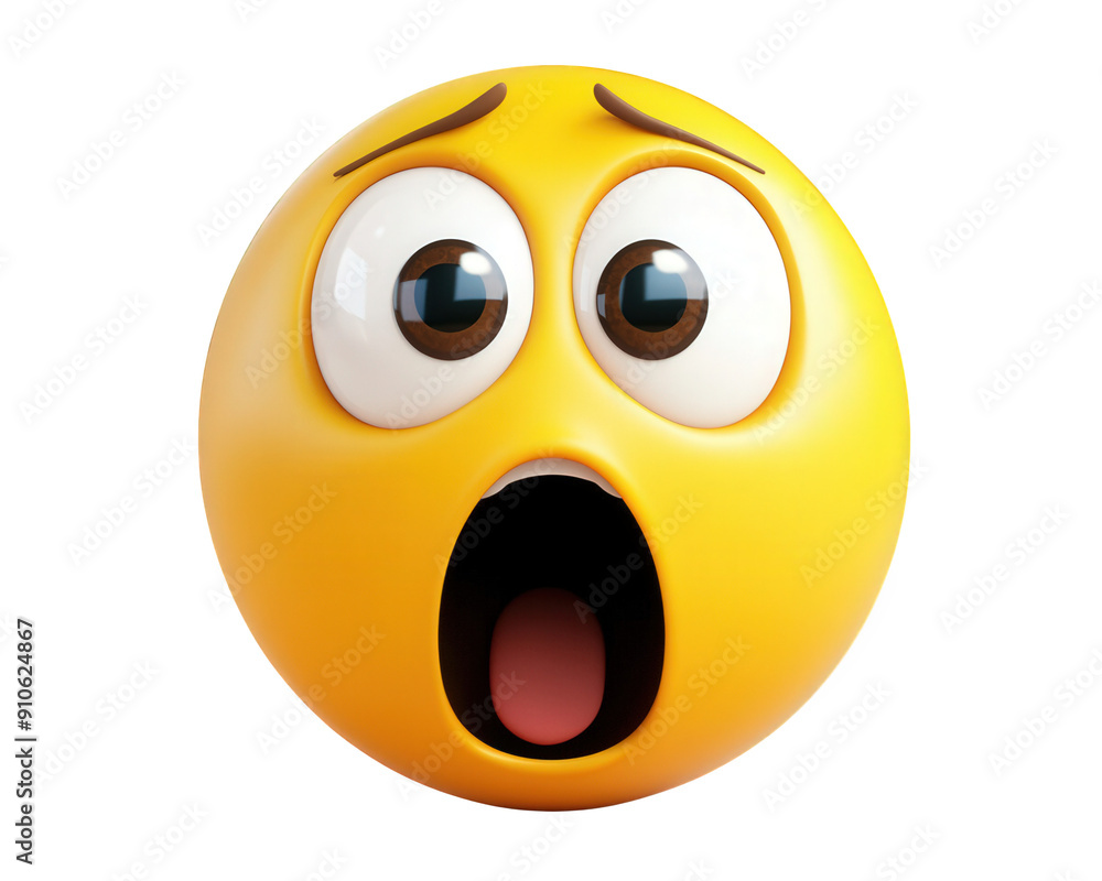 Fototapeta premium A shock face emoticon isolated on white transparent background