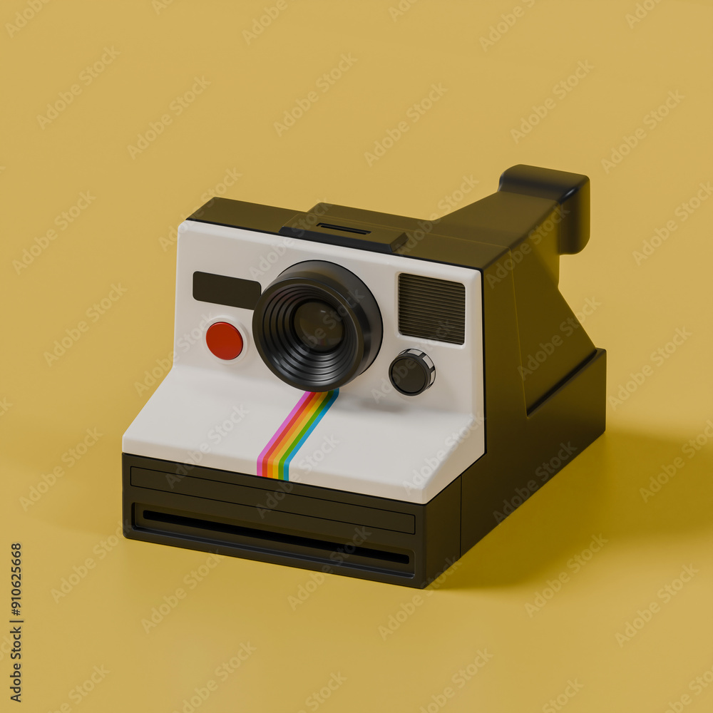 Fototapeta premium Polaroid camera, classic gadget, 3d rendered, not AI generated