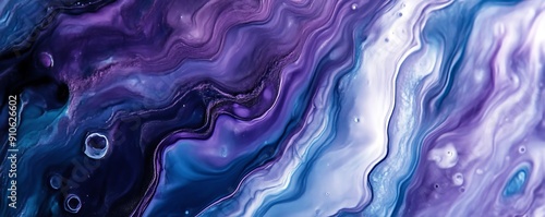 Abstract purple and white fluid art, colorful