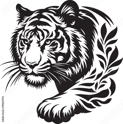 Wallpaper Mural illustration of a tiger, a tiger head with tribal design on it Torontodigital.ca