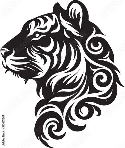 Wallpaper Mural a tiger head with a tribal design Torontodigital.ca