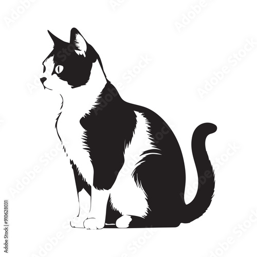 Cat silhouette against a white background. Ideal for pet themed design