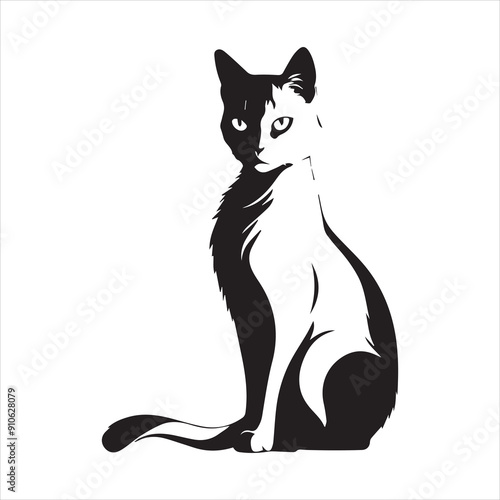 Cat silhouette against a white background. Ideal for pet themed design