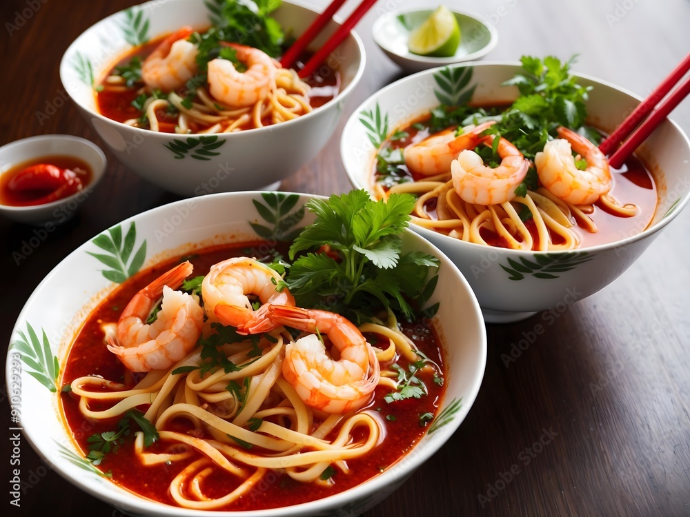 Curry Laksa which is a popular traditional spicy noodle soup from the culture in Malaysia. Ai Generative. Curry Laksa which is a popular traditional spicy noodle soup from the culture in Malaysia. Ai Generative.