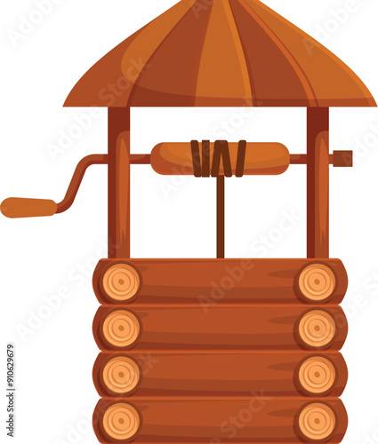 Traditional wooden well is supplying fresh water