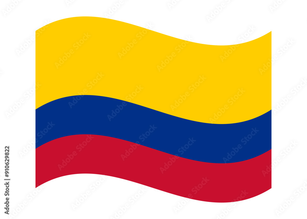 Fototapeta premium Wavy flag of Colombia, isolated on transparent background. Flag of the Republic of Colombia. Vector illustration
