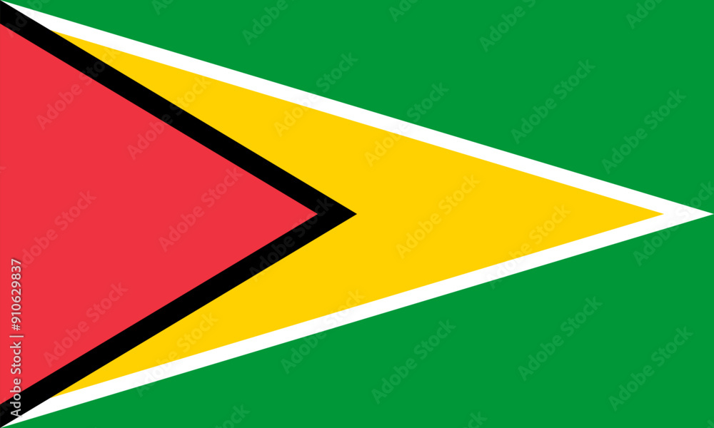 The official national flag of Guyana. Flag of the Co-operative Republic of Guyana. Correct proportions and colors. Vector illustration The official national flag of Guyana. Flag of the Co-operative Republic of Guyana. Correct proportions and colors. Vector illustration