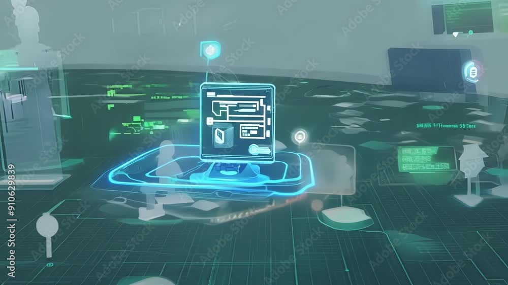 Explore a dynamic simulation showcasing urban planning concepts with holographic elements in a futuristic city environment.