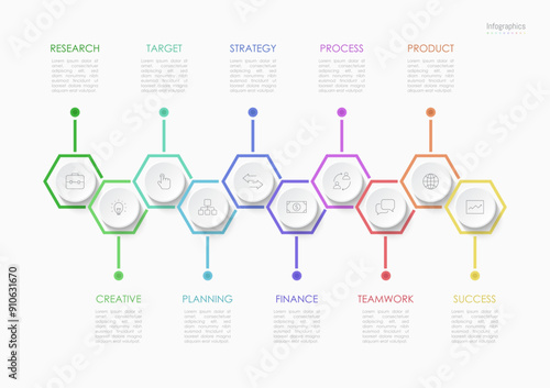 Infographic 10 options design elements for your business data. Vector Illustration.