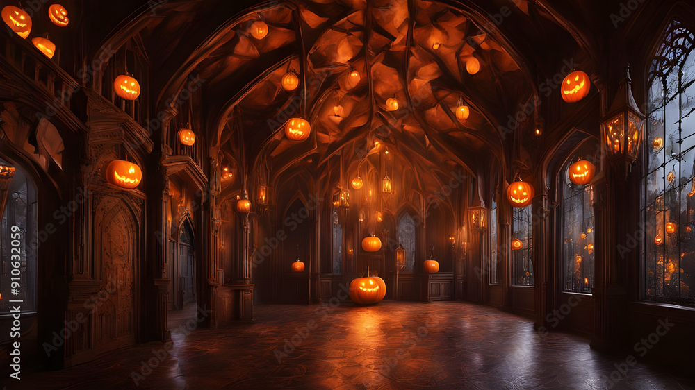 Obraz premium Spooky Cliffside Halloween Castle