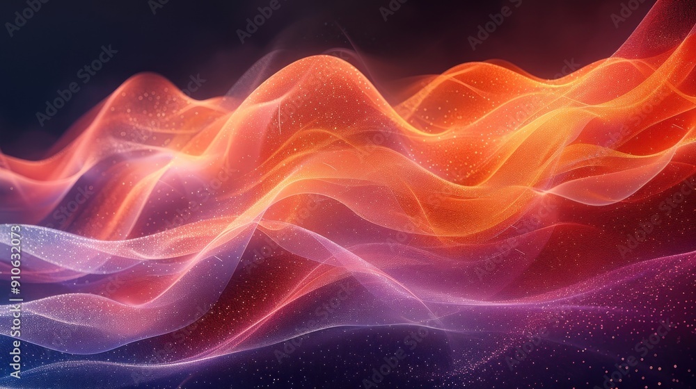 Obraz premium Abstract Orange and Purple Waves with Sparkles