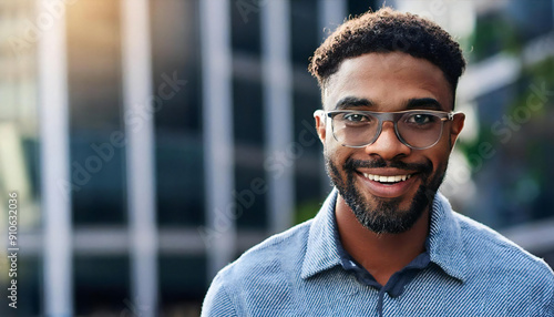 Smiling Brazilian man smiling at the camera outdoors. Portrait photo of a Brazilian man smiling outside.