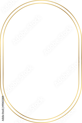 Decorative linear boho aesthetics gold arch frame, vertical border template with 4x6 aspect ratio for invitation, card, social story post, vector, cutout isolated.