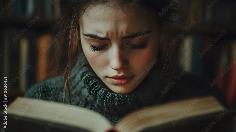 Contemplative Reading. Tranquility and focus concept Contemplative Reading. Tranquility and focus concept