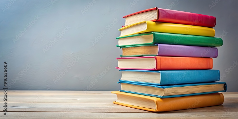 Fototapeta premium Elegantly stacked colorful book pile , books, colorful, elegant, aesthetic, literature, education, library, reading
