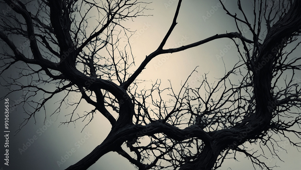 Black silhouette of a tree branch in the afternoon sunlight Black silhouette of a tree branch in the afternoon sunlight