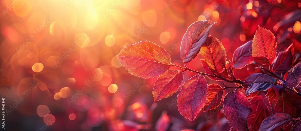 Vibrant Autumn Leaves with Sunlight and Bokeh Background in a Beautiful Nature Setting Vibrant Autumn Leaves with Sunlight and Bokeh Background in a Beautiful Nature Setting