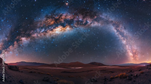 Breathtaking milky way panorama.