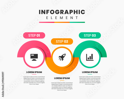 Vector Graphic Infographic Element Design icon templates with 3 options or steps. Can be used for process diagram, presentations, workflow layout, banner, flow chart, infographic.