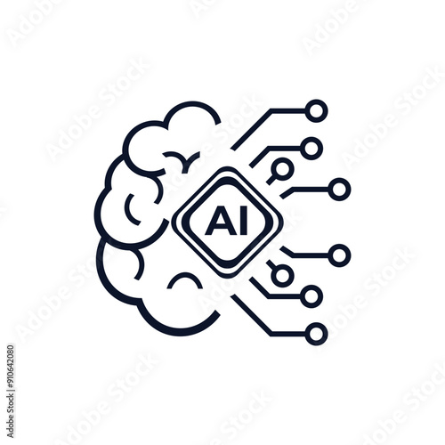 AI (artificial intelligence) icon. processor chip vector icon symbol for graphic design, logo, web site, social media. vector line icons set, editable stroke isolated on white, linear vector outline