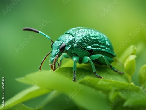 Silver green leaf weevil phyllobius argentatus beetle