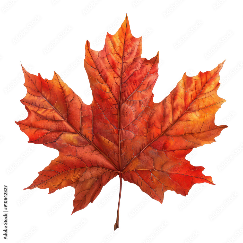 Obraz premium A vibrant red maple leaf showcasing the beauty of autumn colors, perfect for seasonal and nature-themed designs. transparent background