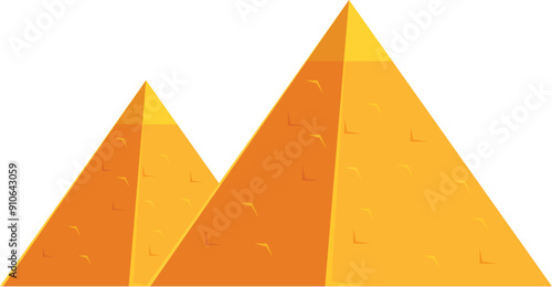 Two egyptian pyramids standing on a sand dune in giza desert landscape