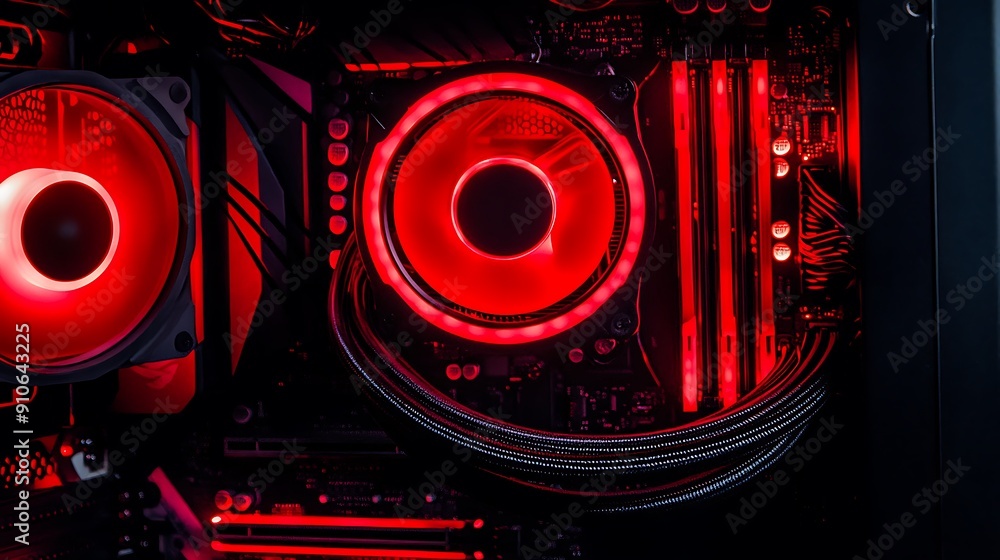 Inside a High-Performance Gaming PC: Illuminated Components Showcasing the Future of Gaming Technology and Performance Inside a High-Performance Gaming PC: Illuminated Components Showcasing the Future of Gaming Technology and Performance