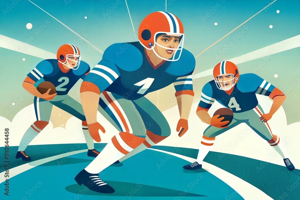 Obraz premium american football team team in action vector illustration