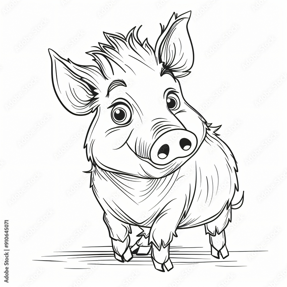 Cartoon of a Wild Boar children coloring book page Cartoon of a Wild Boar children coloring book page