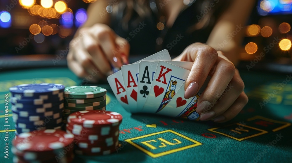 Poker game hands holding cards overhead. Poker game hands holding cards overhead.