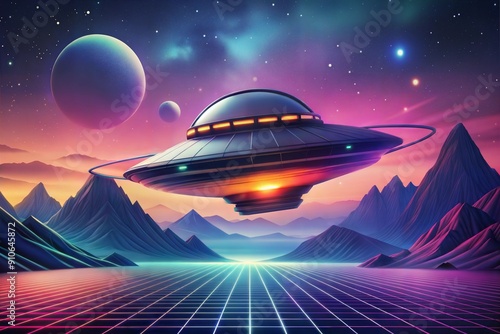 futuristic background with a ufo