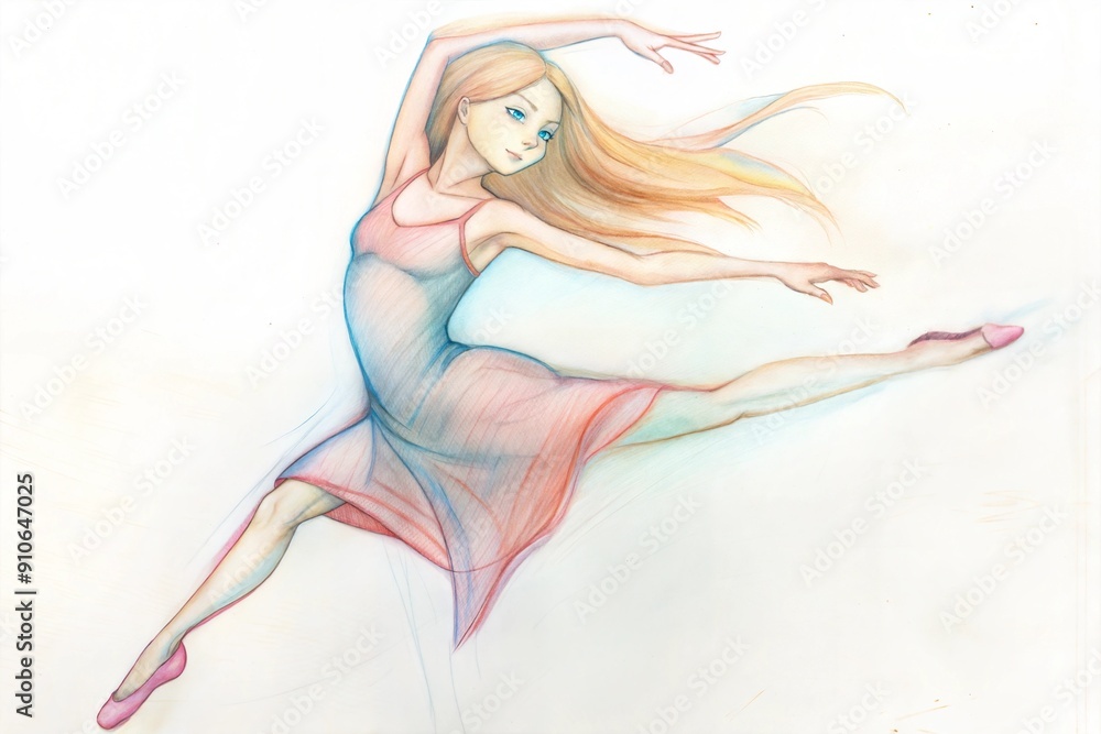 watercolor drawing of a girl in a dress watercolor drawing of a girl in a dress
