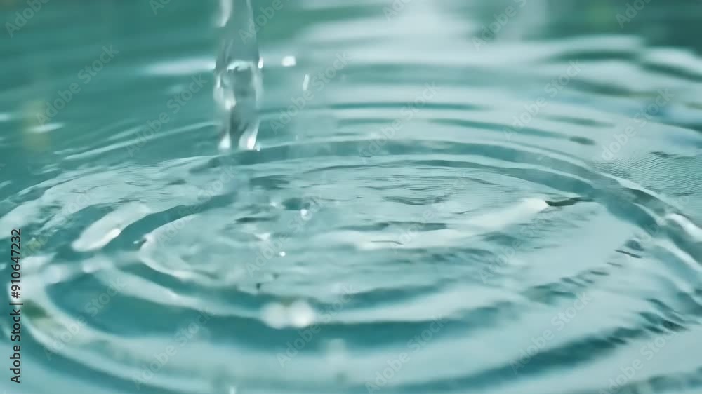 Slow Motion Macro of Rain Droplets Creating Ripples on Pool Surface Slow Motion Macro of Rain Droplets Creating Ripples on Pool Surface