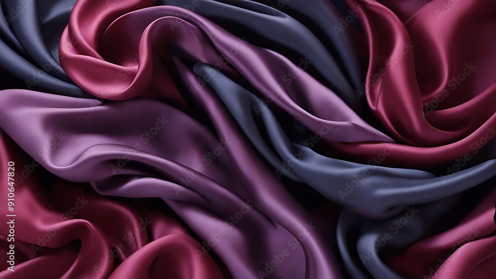 Obraz premium Flowing Fabric: Silk fabric captured mid-movement, creating fluid, flowing shapes that suggest motion and grace, with rich, deep colors.