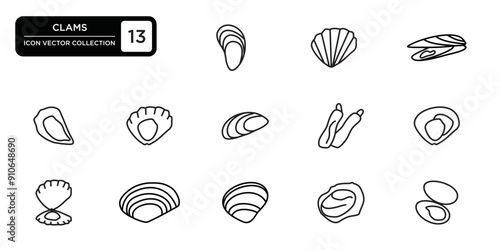 Clams icon collection, editable and resizable vector icon templates.