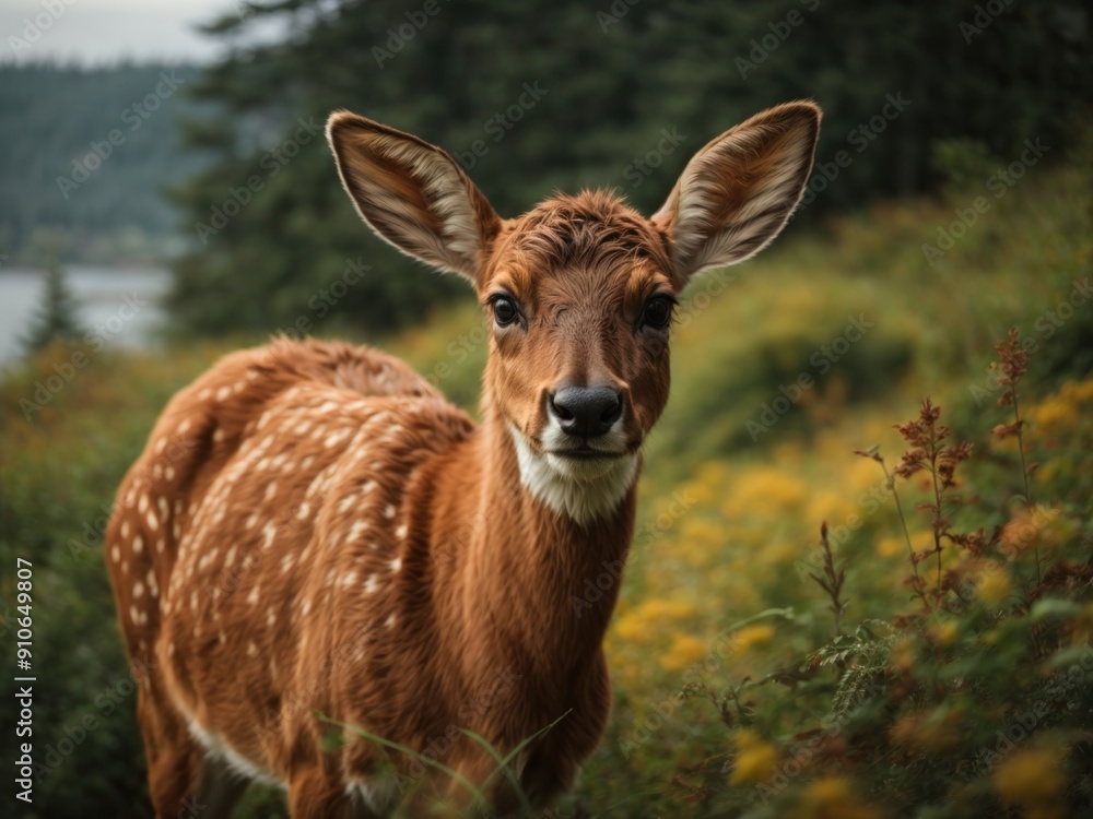Watchful Whidbey Island Fawn in Late Summer Watchful Whidbey Island Fawn in Late Summer