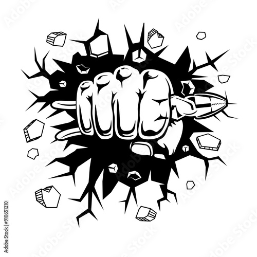 Electrician Hand Fist | Electrical Repair | Electrician | Hand Fist | Smashing Hand | Electrician Tool |Pliers | Skilled Worker | Original Illustration | Vector and Clipart | Cutfile and Stencil