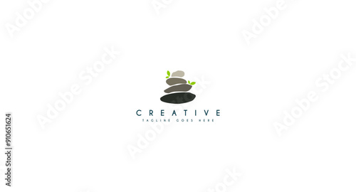 stone rock balancing logo design spa and wellness vector inspiration