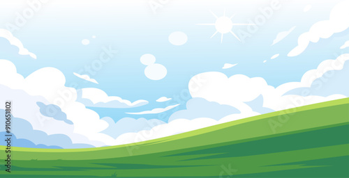 vector green hills in a clear sky