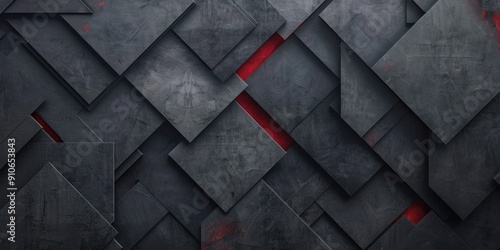abstract shapes with dark grey colors and red highlights