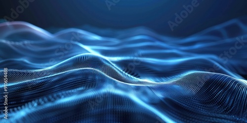 Graphics, flowing light, blue tone, c4D, minimalist, linear lighting effect