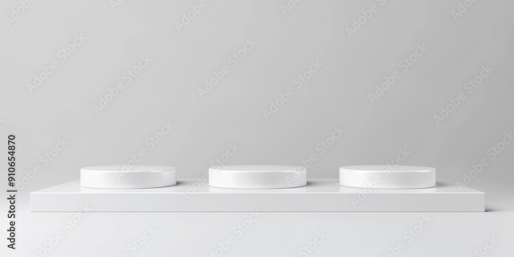 3 white podiums, on a white background 3 white podiums, on a white background