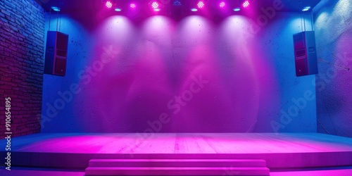 A light purple-blue singing stage, bright, advanced, high quality,