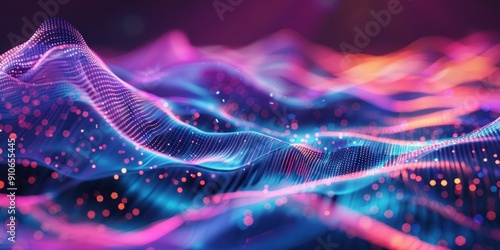 A vibrant 3D background with flowing dot lines and twinkling particles, forming a visually engaging and modern design.