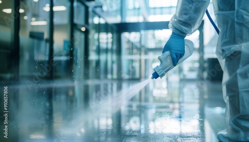 Thorough cleaning and antibacterial disinfection with spray, emphasizing proactive