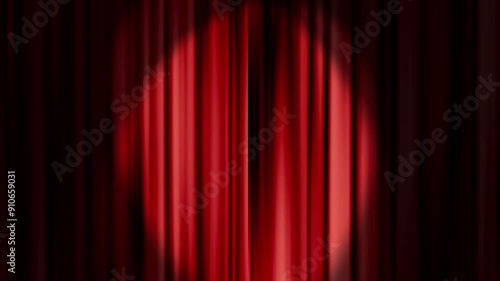 Opening red wavy curtain with spotlight motion animation green screen background