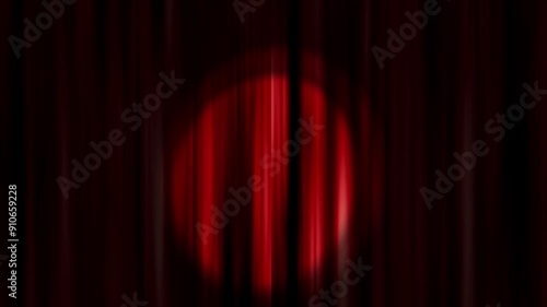 Opening red wavy curtain with spotlight motion animation green screen background